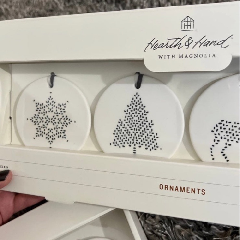 2- Hearth & Hand with Magnolia Porcelain Christmas Ornaments - Picture 4 of 6